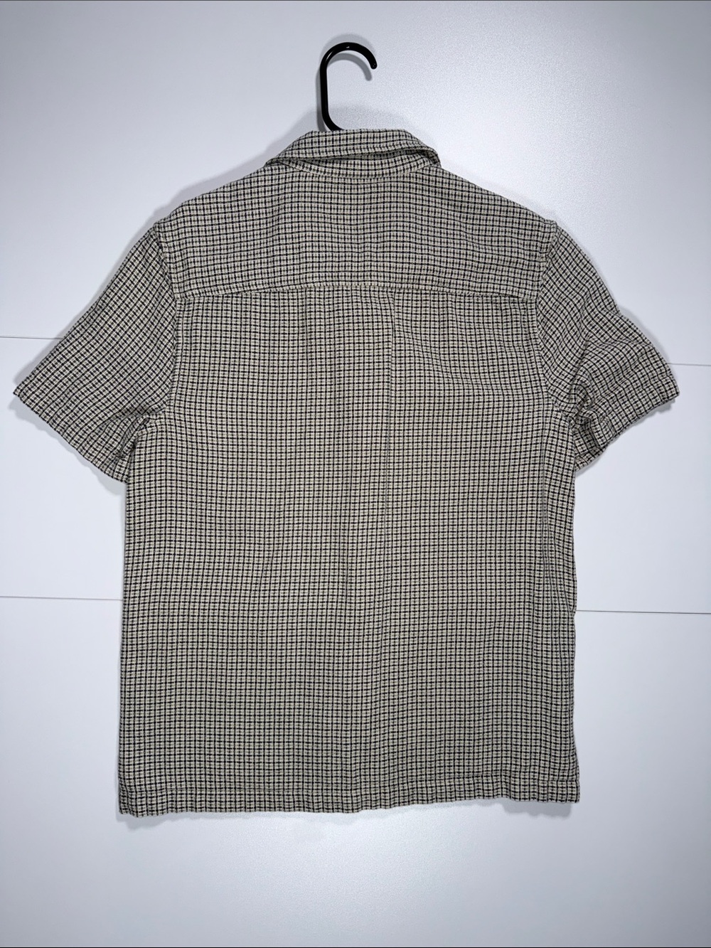 Madewell Short Sleeve Button-Up Shirt — Cream & Green Check - Picture 4 of 4